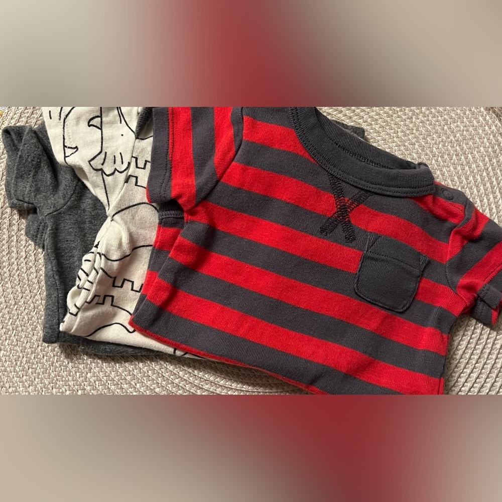 Baby Boy Short Sleeve Onesie Bundle Variety of Brands 3 Pieces Total